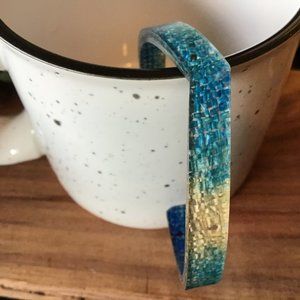 Blue Woven Raffia V shaped Bracelet